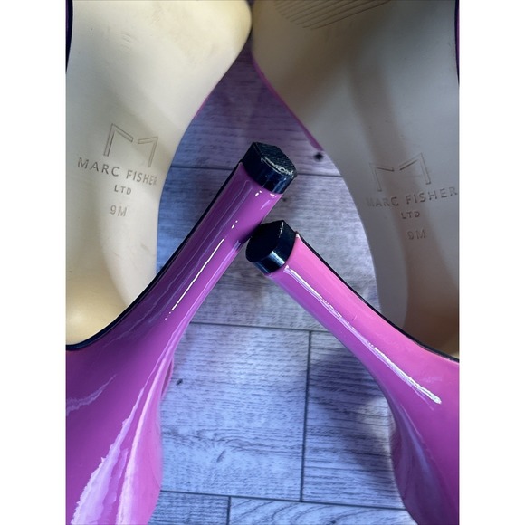 Marc Fisher Hot Pink Patent Slingback Heels |‎ Pointed Toe Size 9 - Picture 10 of 16